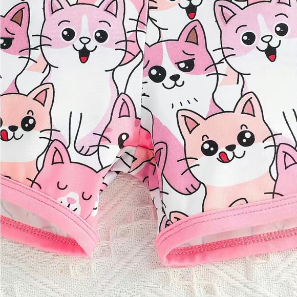 2pc Toddler Girls Cute Cartoon Cat T-Shirt & Matching Shorts - Picture 7 of 7